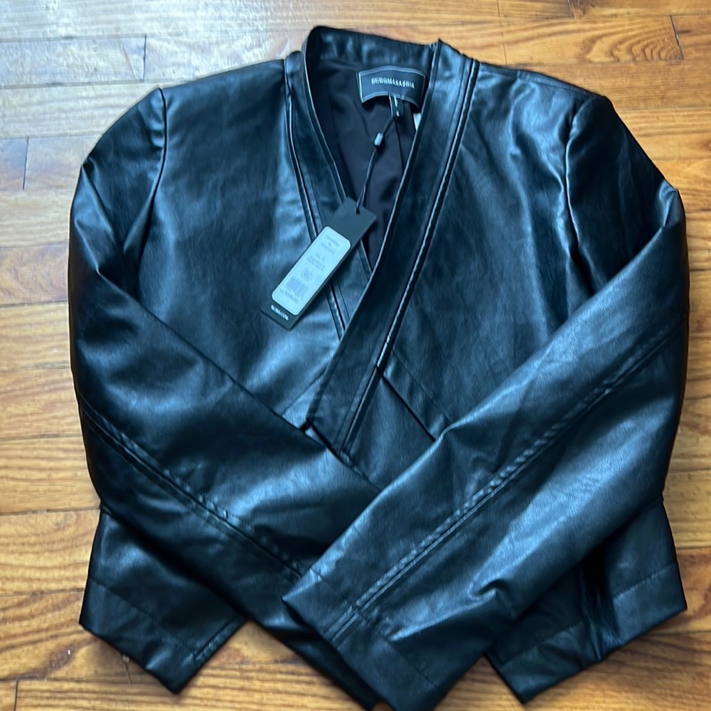 Bcbg open faux leather jacket size s